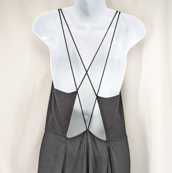 Zara Black Midi Backless Dress Size Small - Picture 4 of 9